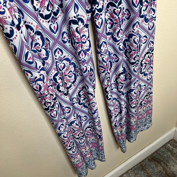 New Directions Blue Pink Elastic Waist Pull On Pant Large - Picture 3 of 12